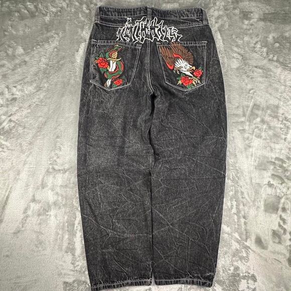Ninth Hall Ambush Charcoal Black Eagle Embroidered Denim Jeans Size 30 - Picture 2 of 8